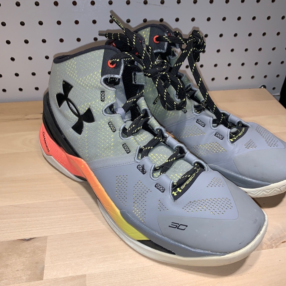 Under Armour Curry 2 Iron Forges Iron Grey/Orange Men’s Size 10 FREE SHIPPING!